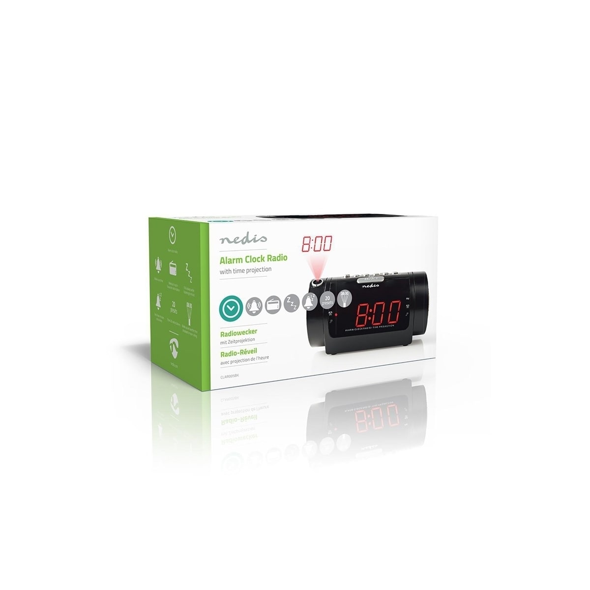 Nedis Digital Alarm Clock Radio | LED Vise | Tidsframskriving | AM / FM | slumrefunksjon | Sleep timer | Antall alarmer: 2 | Sort