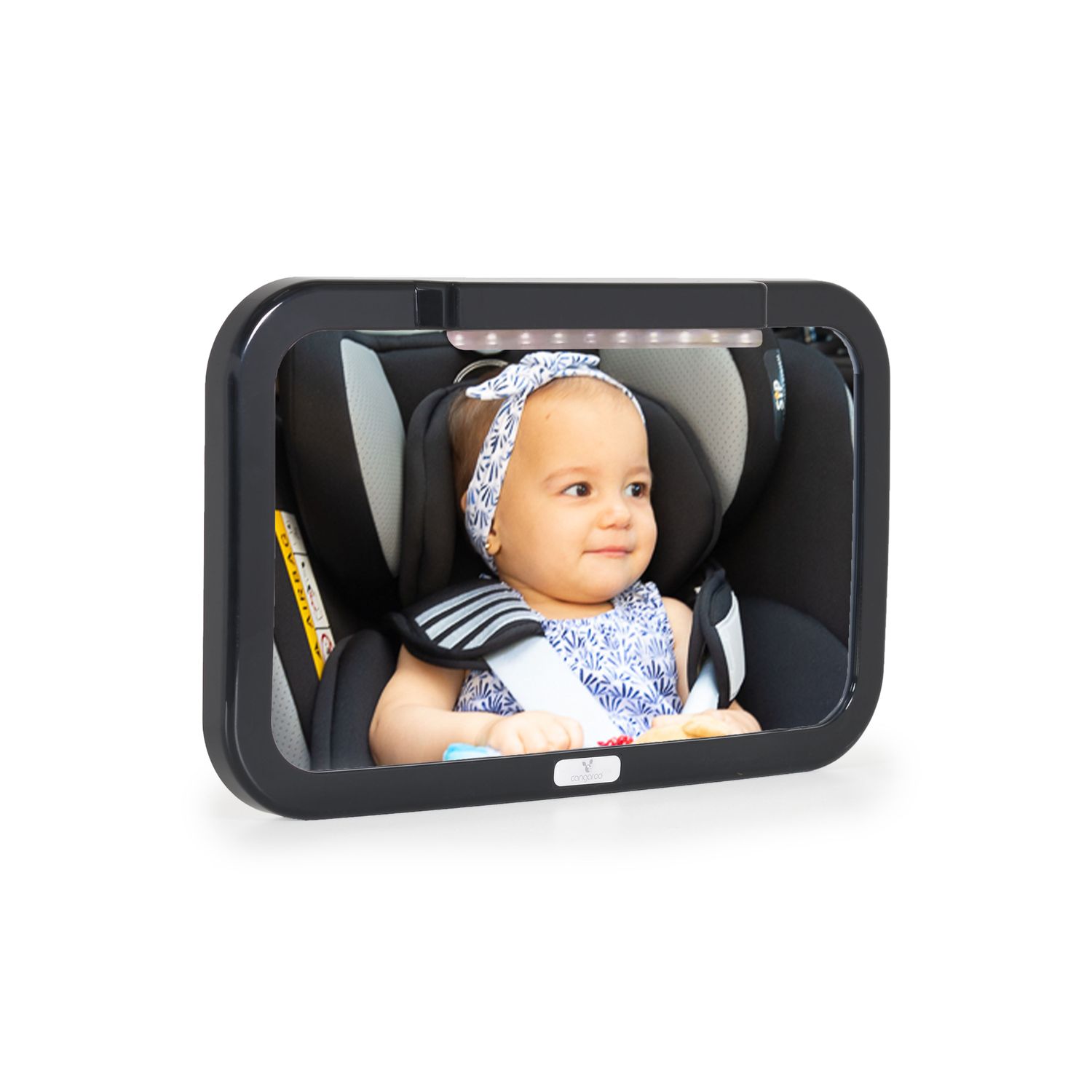 Cangaroo Kinder Autospiegel LED-Licht Fernbedienung verstellbar Rücksitzspiegel schwarz