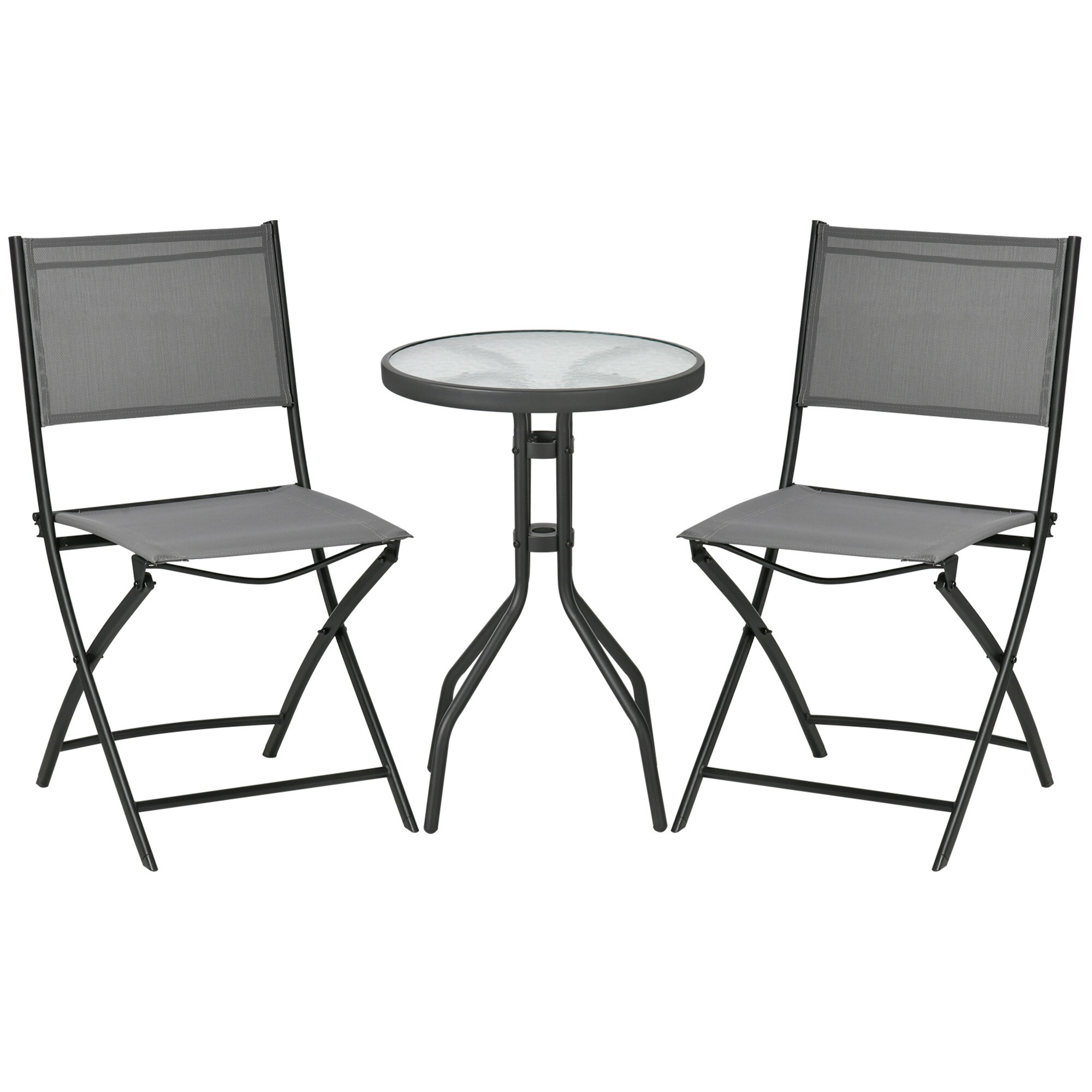 Outsunny Bistro Set mit klappbaren Stühlen grau 50L x 50B x 72H cm