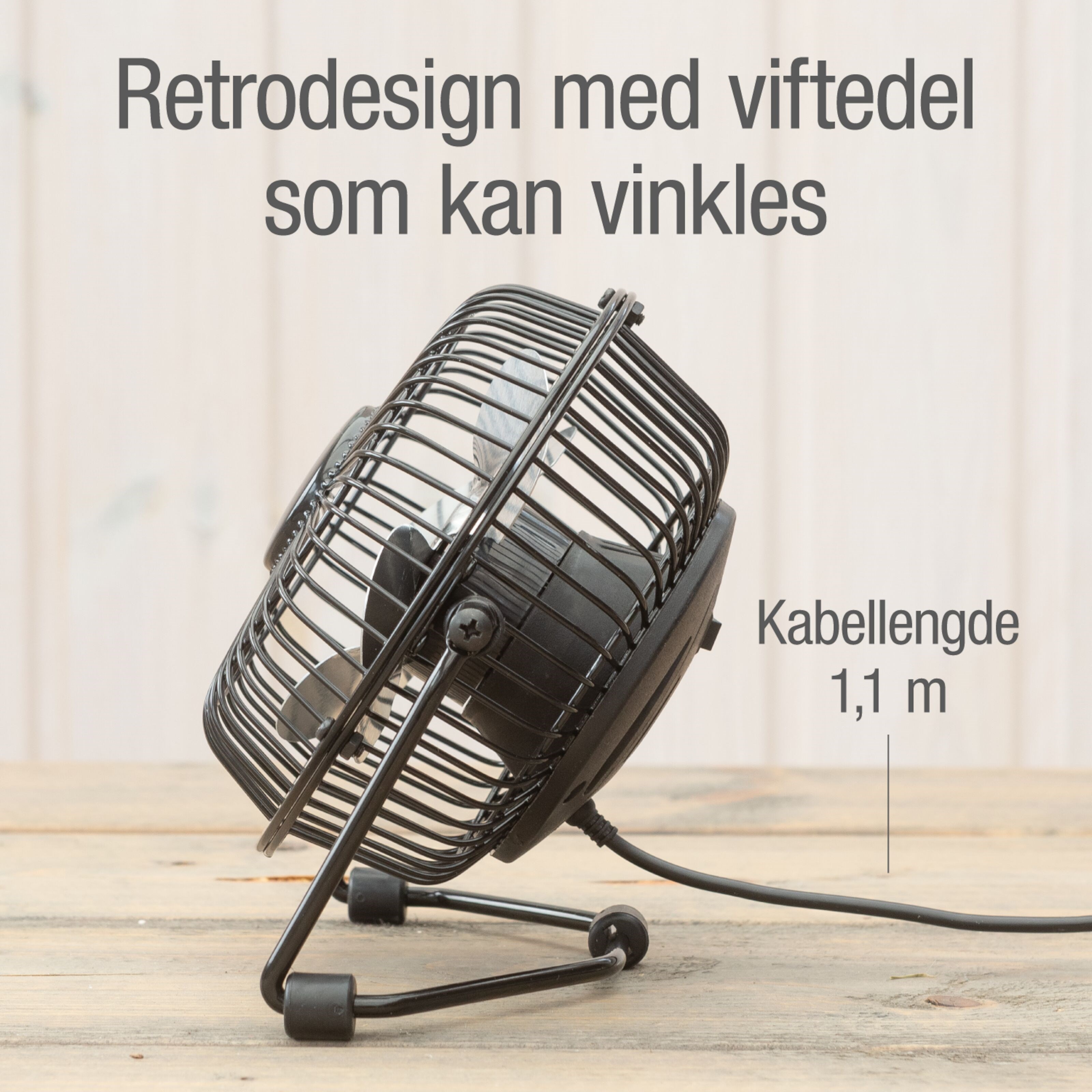 Rubicson USB-bordvifte Ø14 cm Neo Black