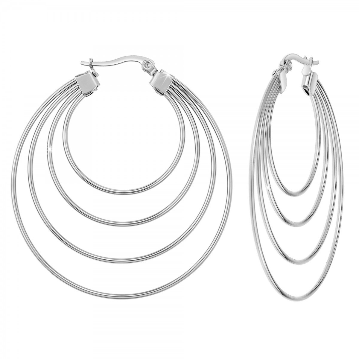 Boucles d'oreilles créoles en acier inoxydable SC Crystal