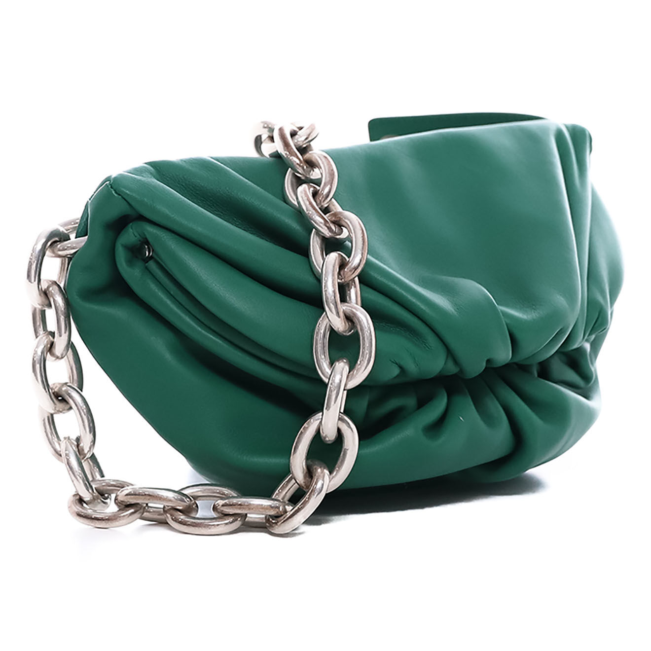Bottega Veneta Sac bandoulière Pouch Chain en Cuir vert - Très bon état - L.22 cm