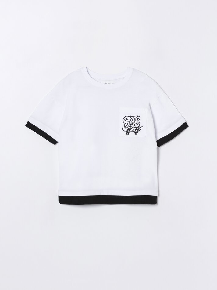 Camiseta de manga curta com dupla camada - Branca