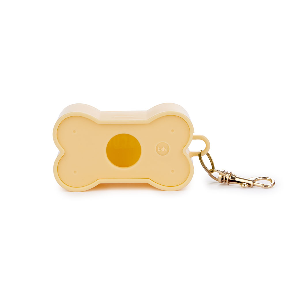 Dispensador de sacos para dejetos de cachorro Balvi Biscuit, bege, para passeios com seu pet, em formato de biscoito, de plástico.