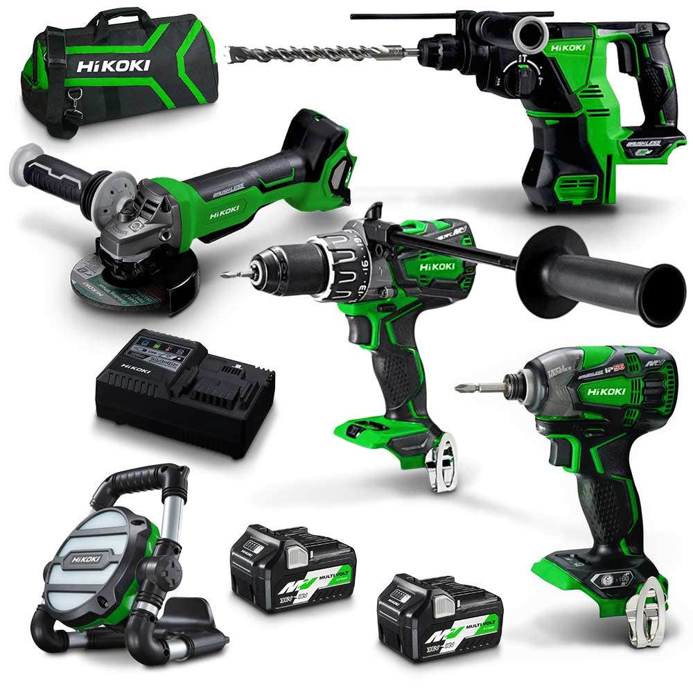 HiKOKI 18V/36V MultiVolt Brushless 5 Piece 2 x 2.5Ah/5.0Ah Combo Kit KC36D5A(HRZ)