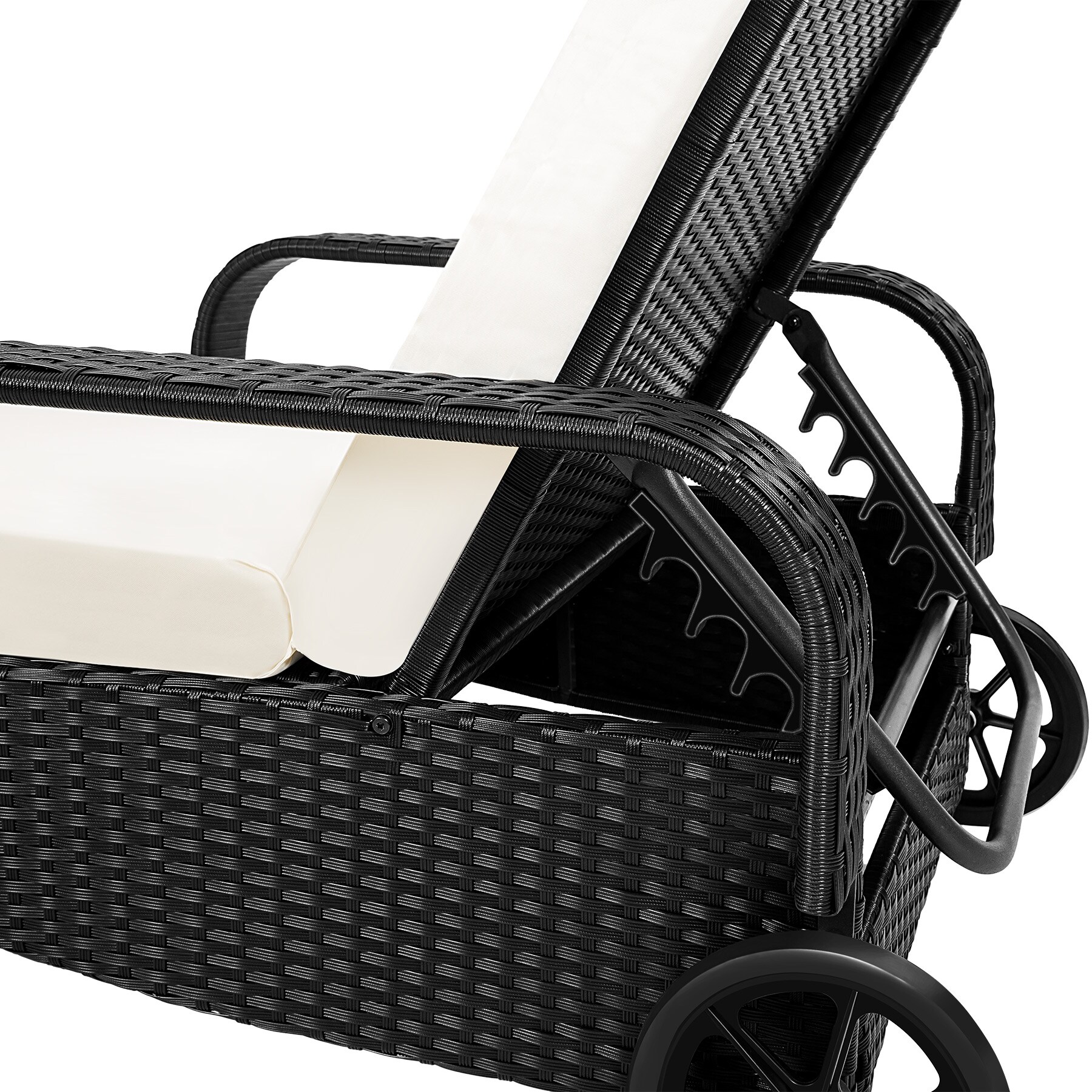 tectake® Rattan Sonnenliege, widerstandsfähig, 6-fach verstellbare Rückenlehne, 200 x 70 x 33 cm