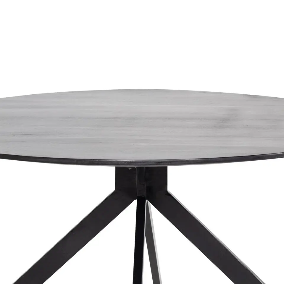 Eettafel Rond 130cm - Zwart Mangohout - Tafel Batti