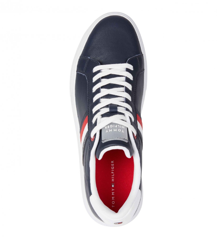 Tênis Tommy Hilfiger de couro com sola de borracha azul marinho