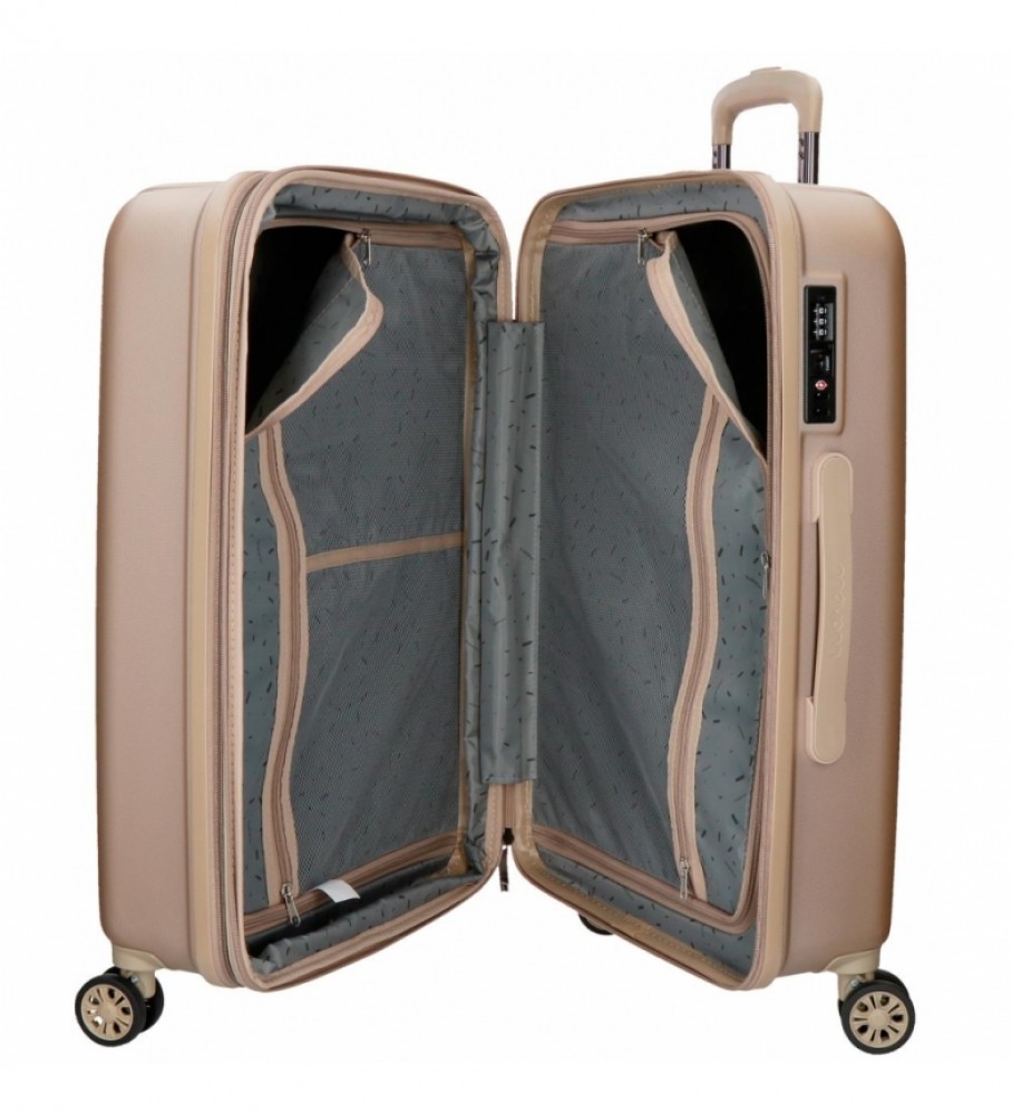 Conjunto de malas Movom Movom Wood Champagne - 38,5x55x20cm / 49x70x28cm -