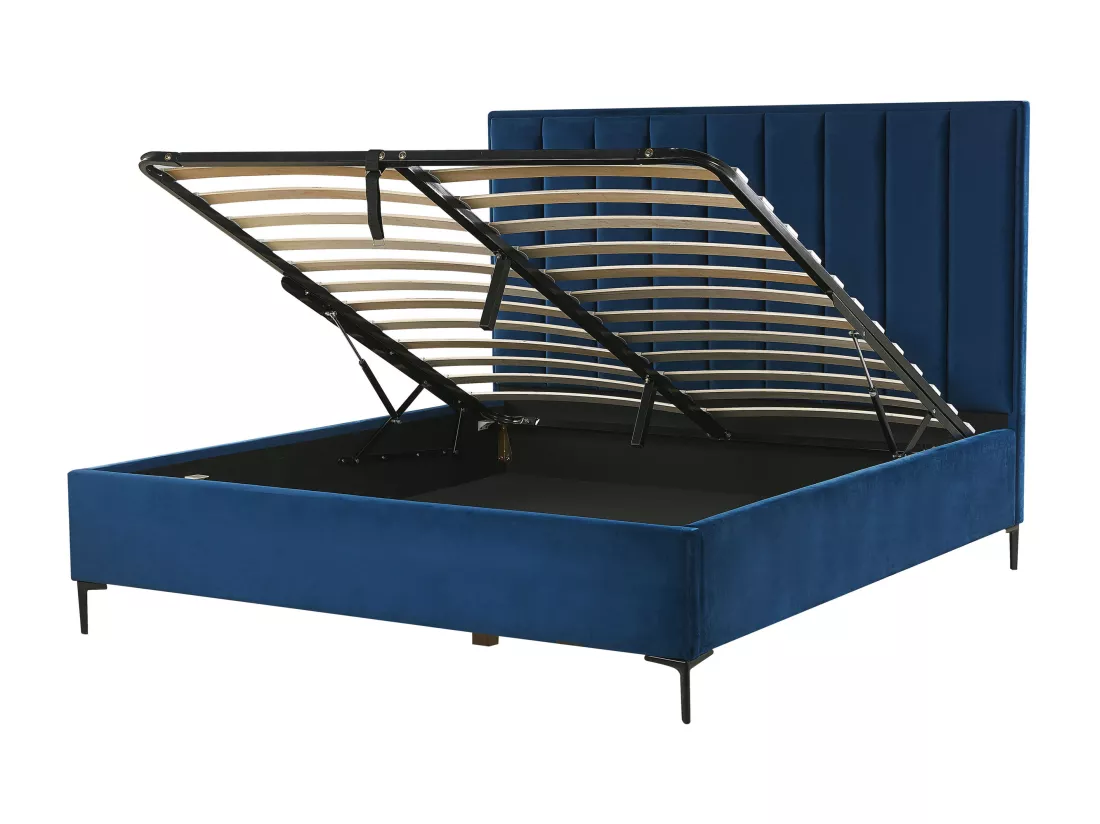 Ensemble de chambre Velours SEZANNE 180 x 200 cm Bleu marine
