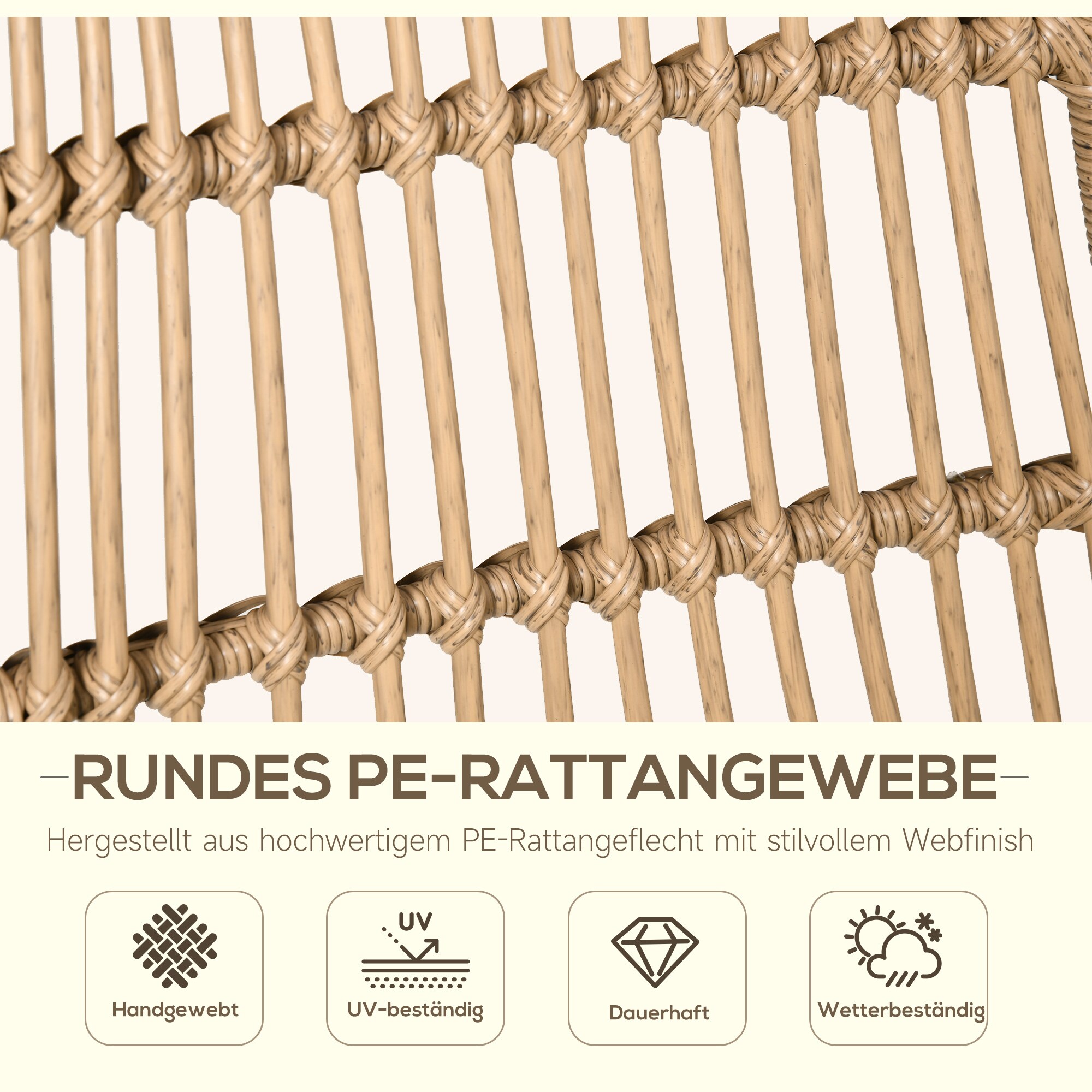 Outsunny Gartenmöbel-Set mit geflochtenem Design natur 46L x 60B x 89H cm