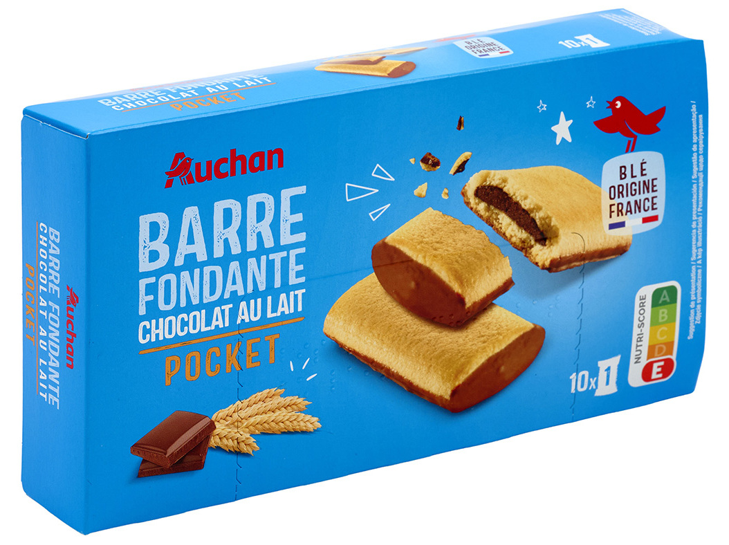 BOLACHA RECHEADA AUCHAN CHOCOLATE 10 SAQ 295G