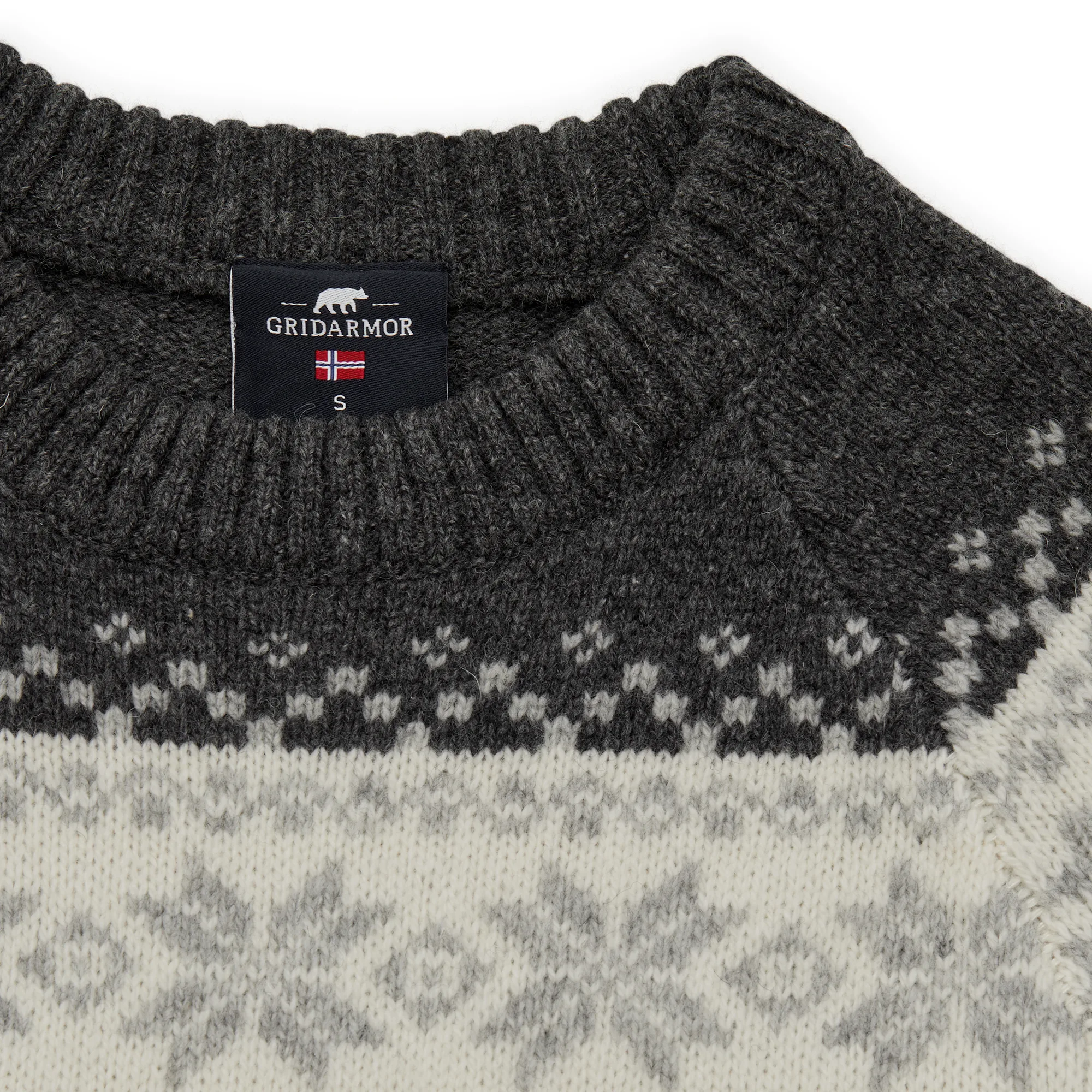 Gridarmor Women’s Snøkrystall Round Neck Ullgenser White/Dark Grey/Light Grey