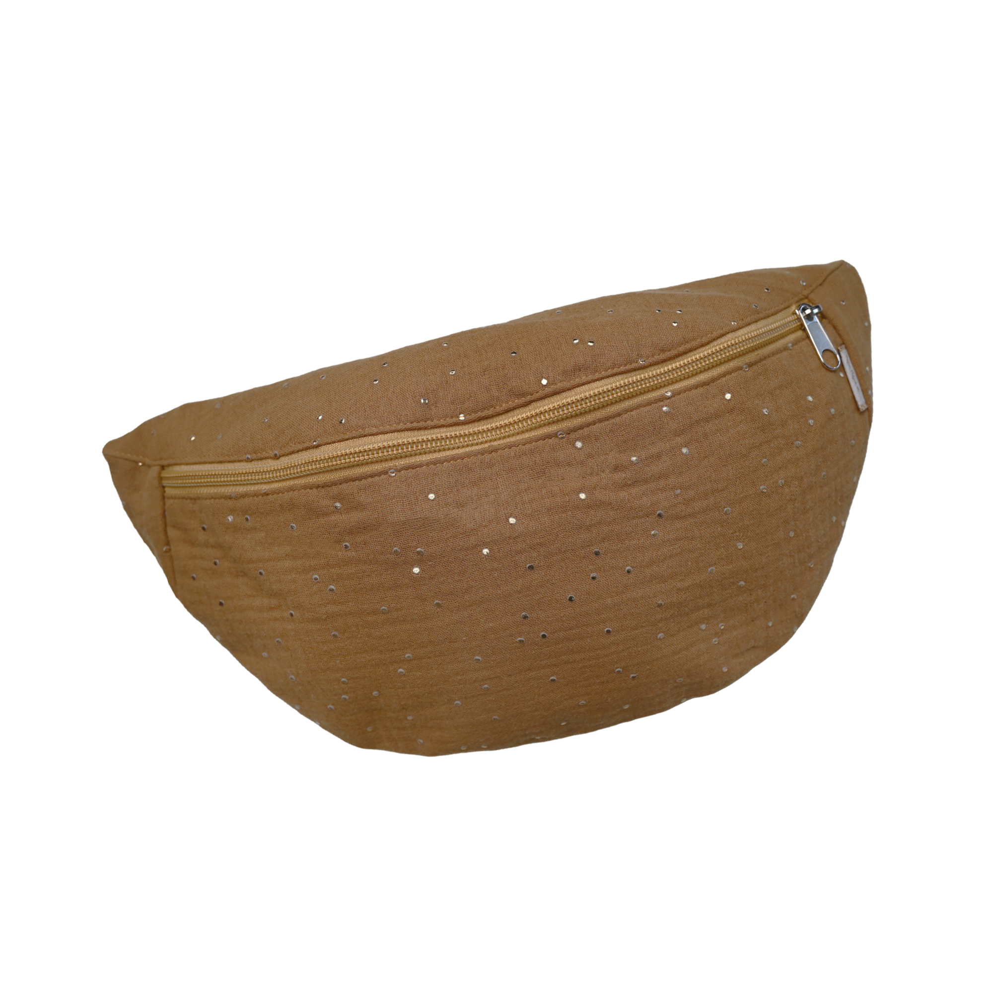 Petit Sac Banane Gaze Pois Or Caramel