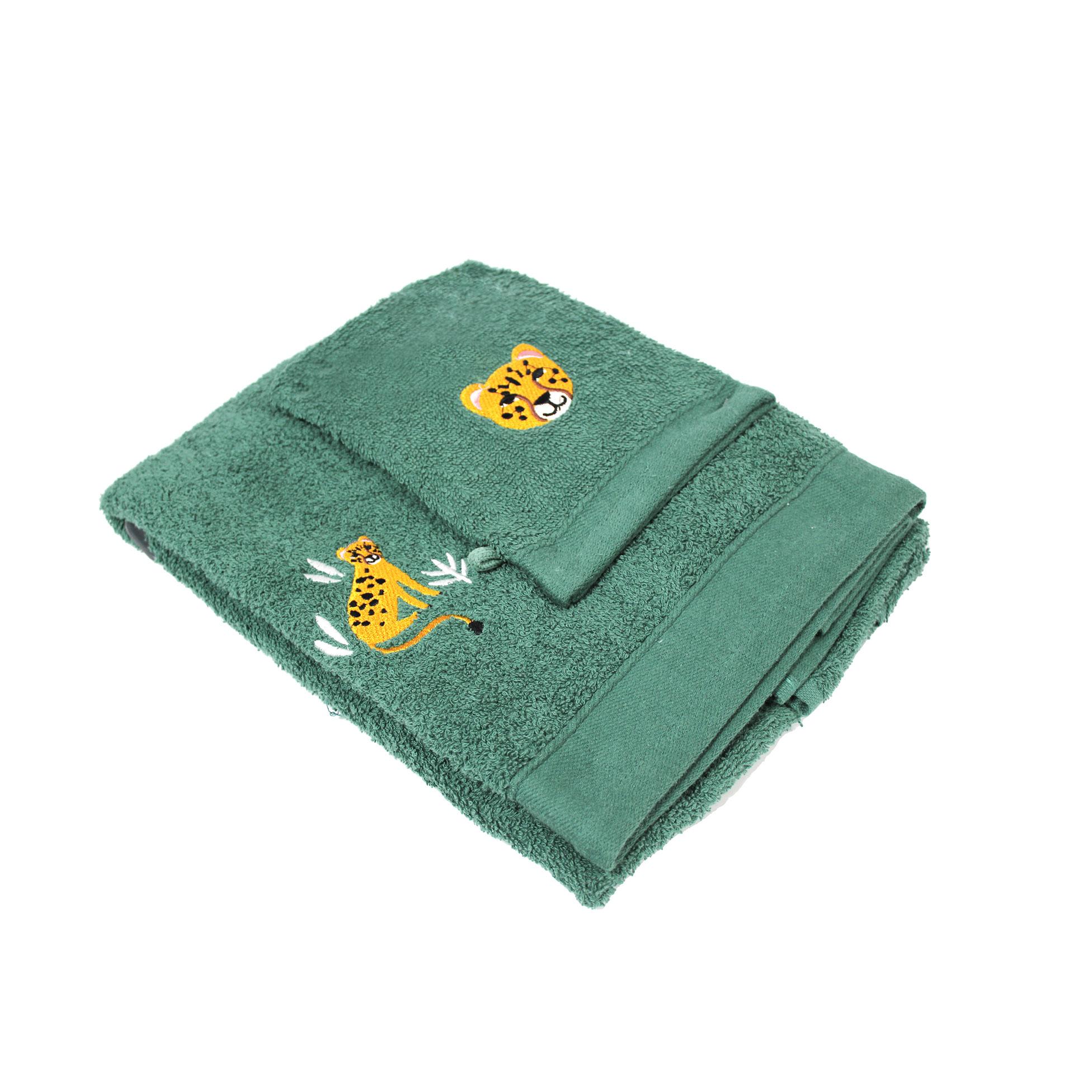 SET GANT ET DRAP DOUCHE 70X130CM EPONGE BRODEE TIMMY
