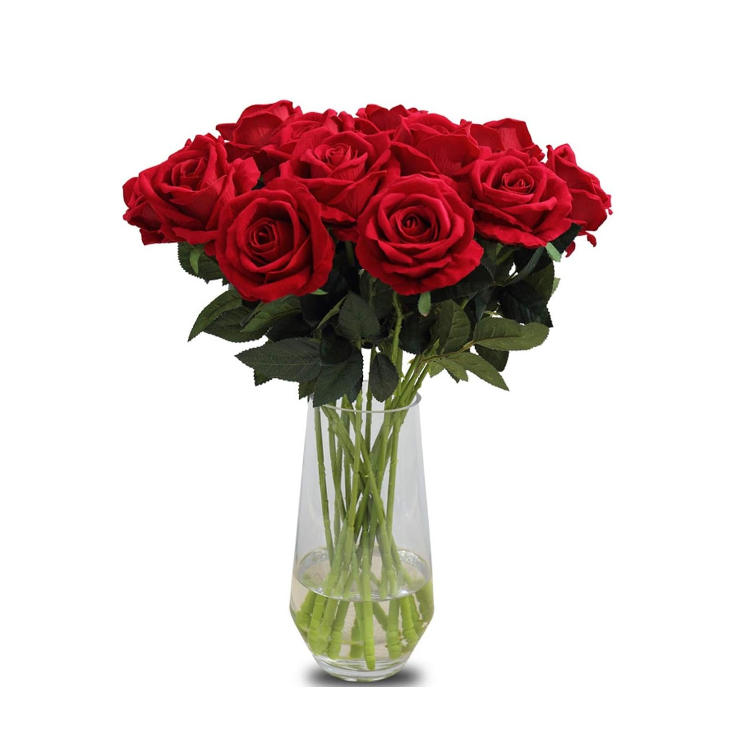 (10er Set) Romantische Deko Rosen Party Accessoire Kunstblumen Rosenstrauss für Hochzeiten / Valentinstag - Rot