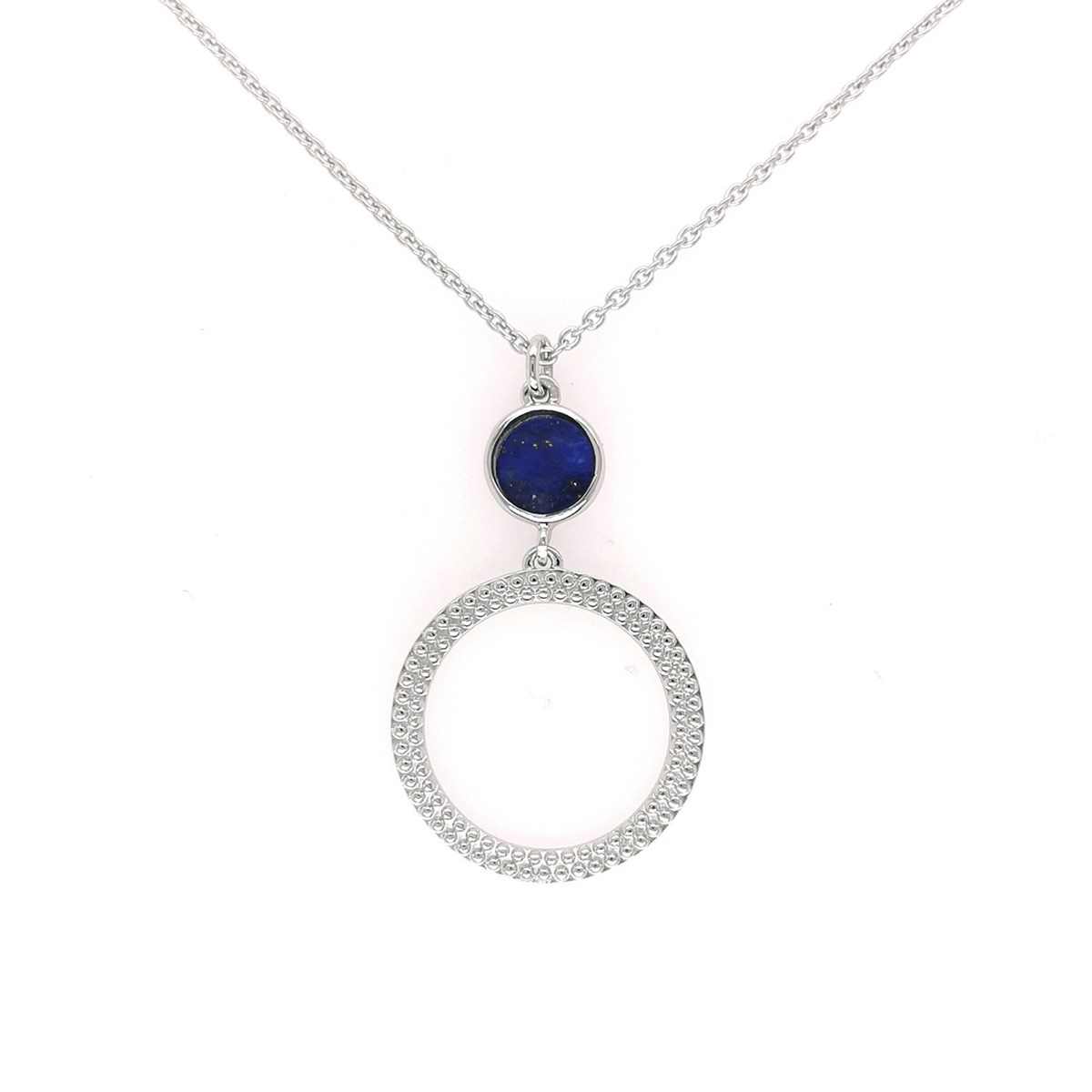 Collier Saunier argent cercle lapiz lazuli