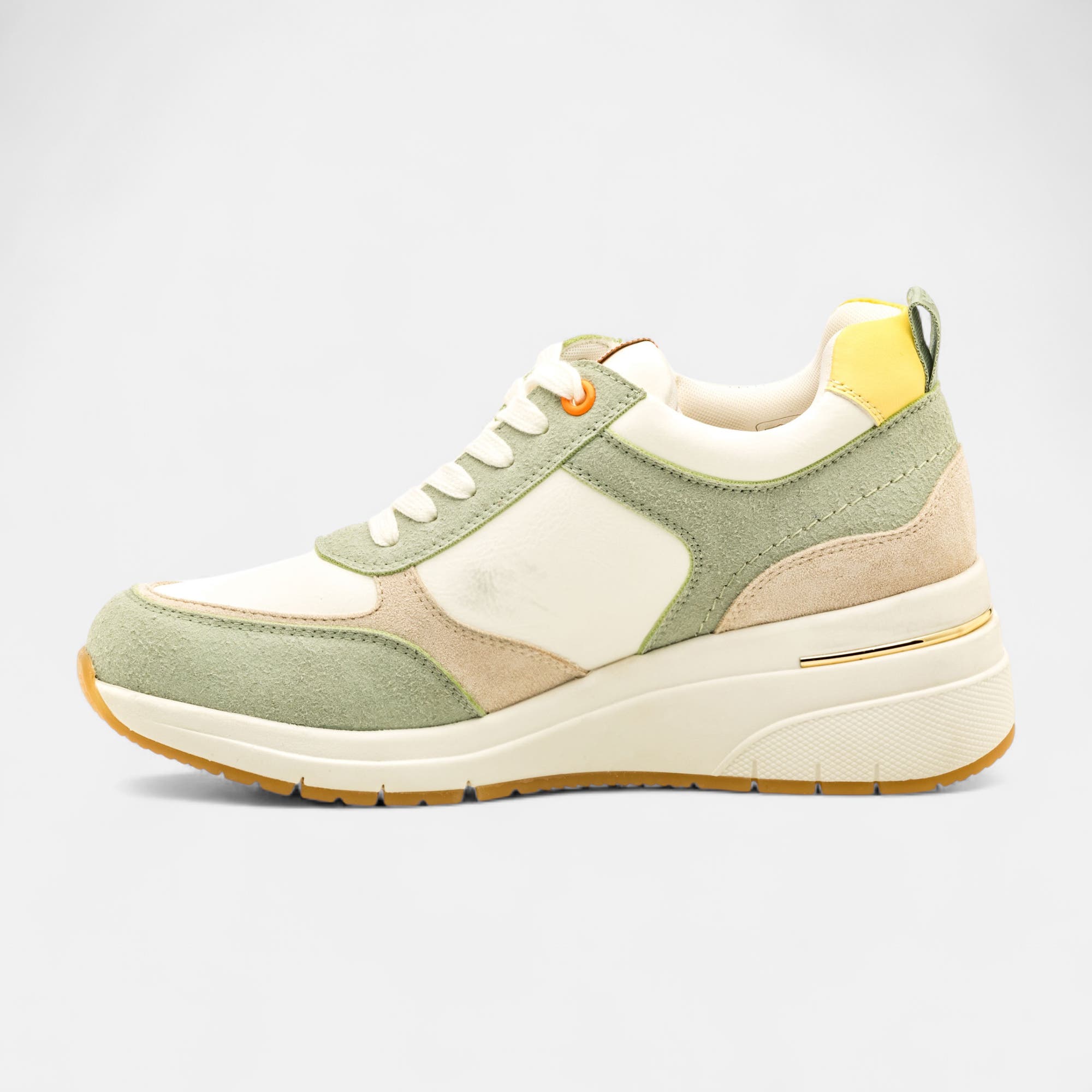 Baskets basses à talon compensé Femme vert clair
