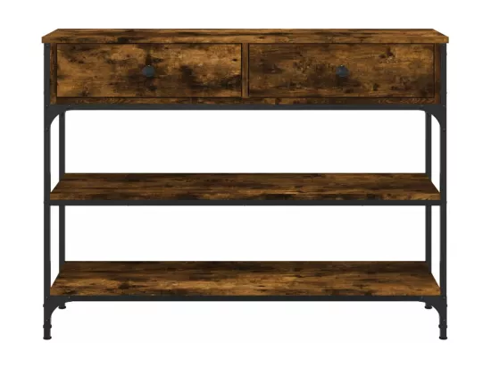 Table console chêne fumé 100x25x75 cm bois d'ingénierie