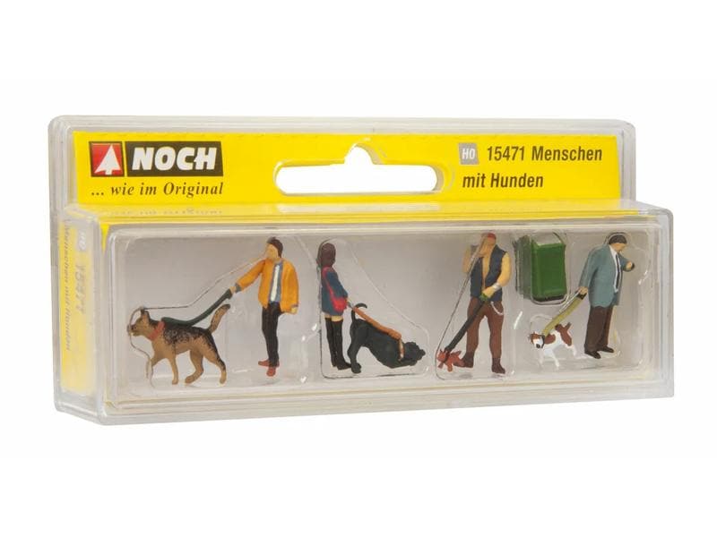NOCH Figuren Menschen mit Hunden H0 Figuren im Massstab 1:87