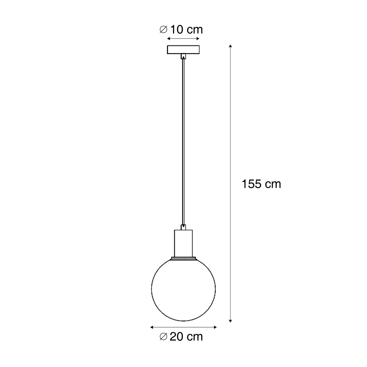 Design hanglamp zwart met regenboog glas 20cm - Mallon