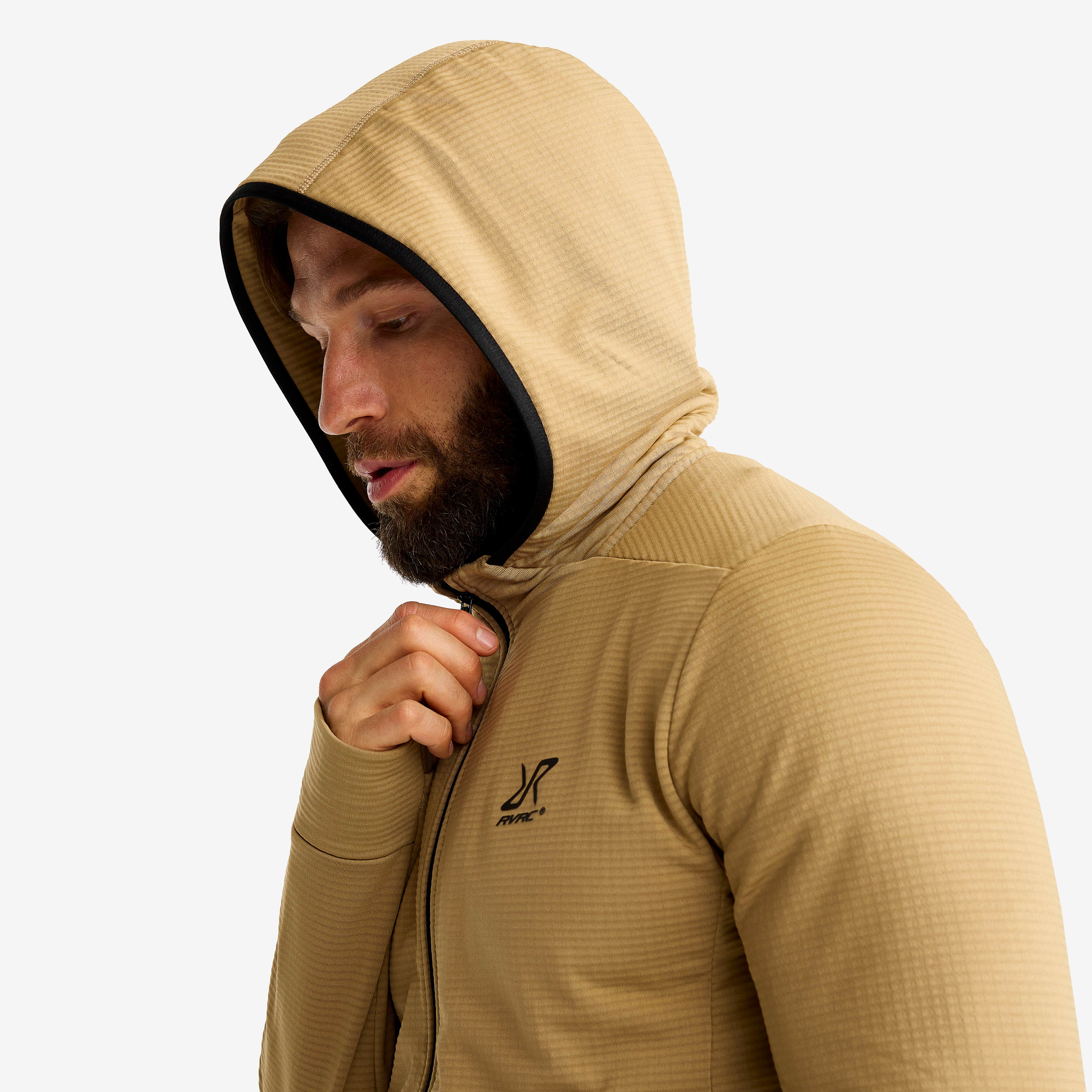 Waffle Hoodie Herre Kelp Beige