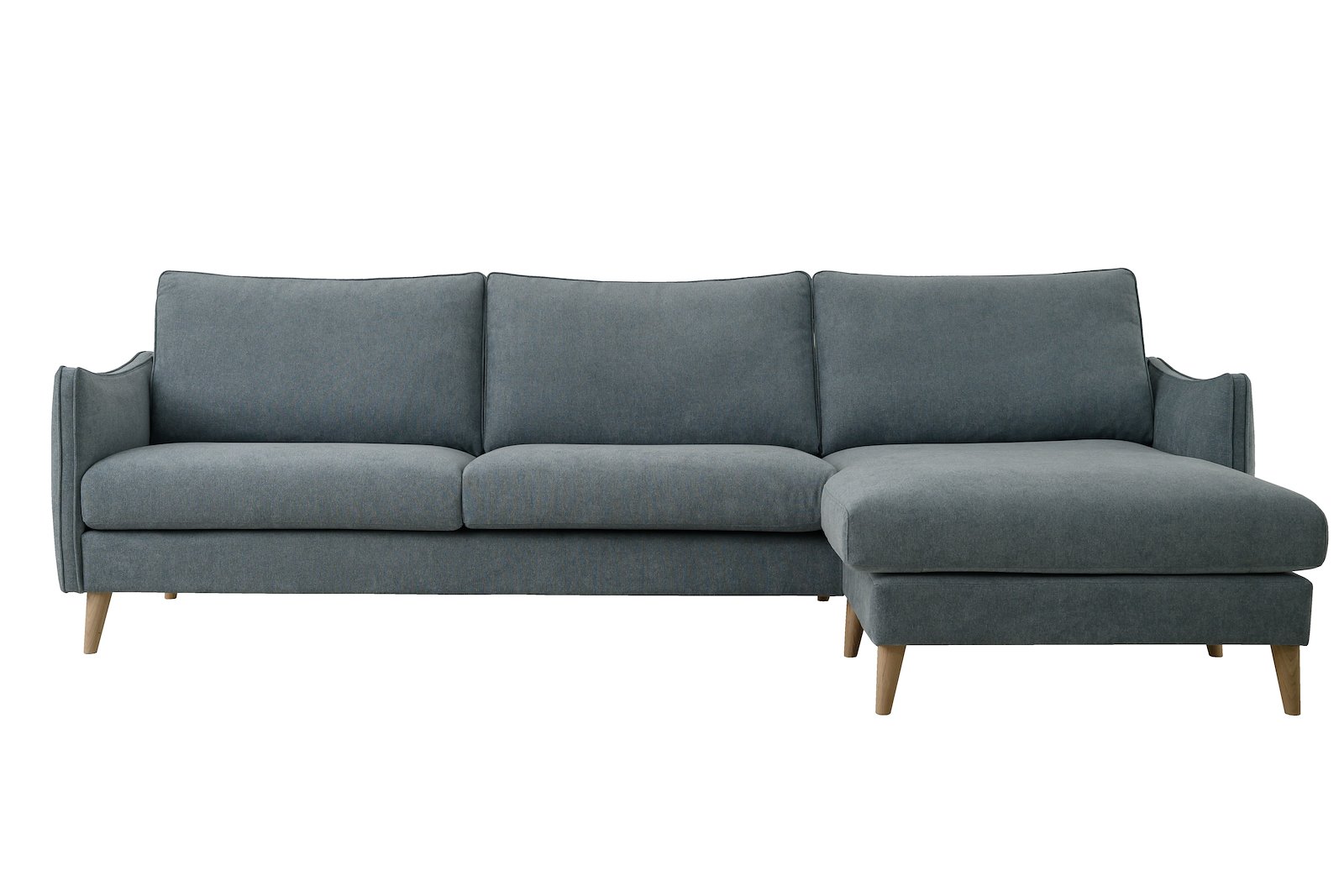 Joy sofa 3-seter sjeselong BIG høyre i tekstil Storm 16/1 Light blue med hvitvaskede ben 15583