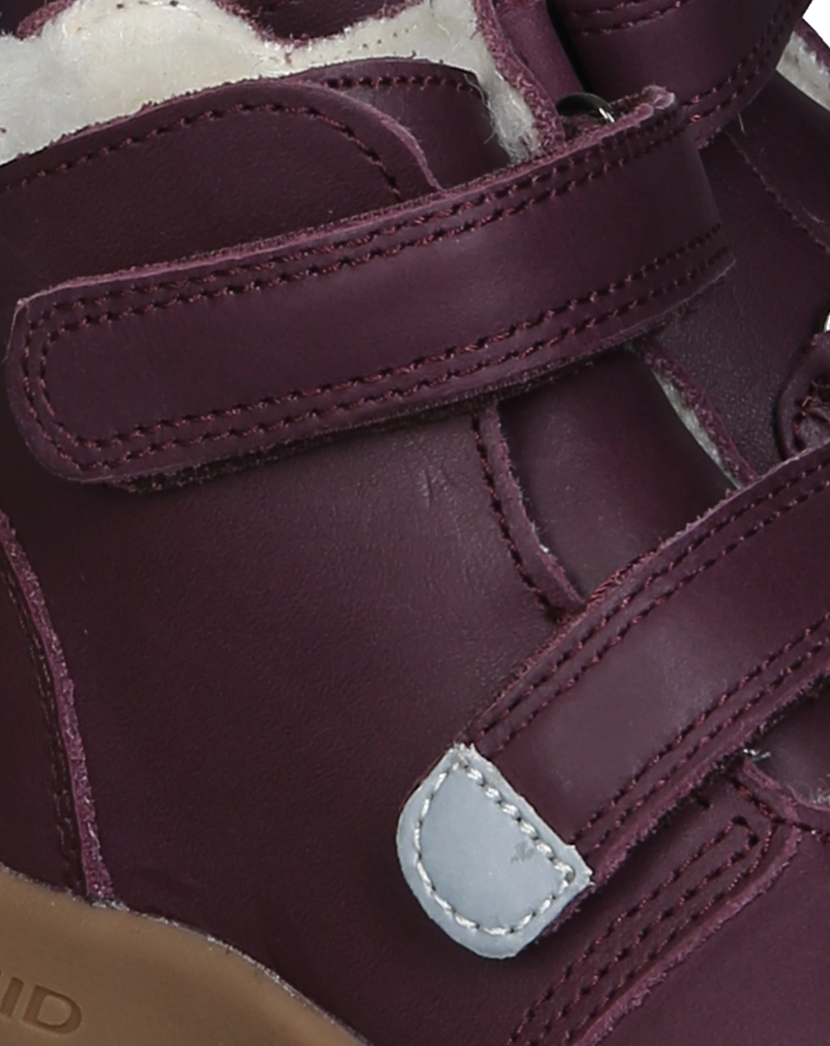 Leder-Klettboots TASSU in eggplant/beet red