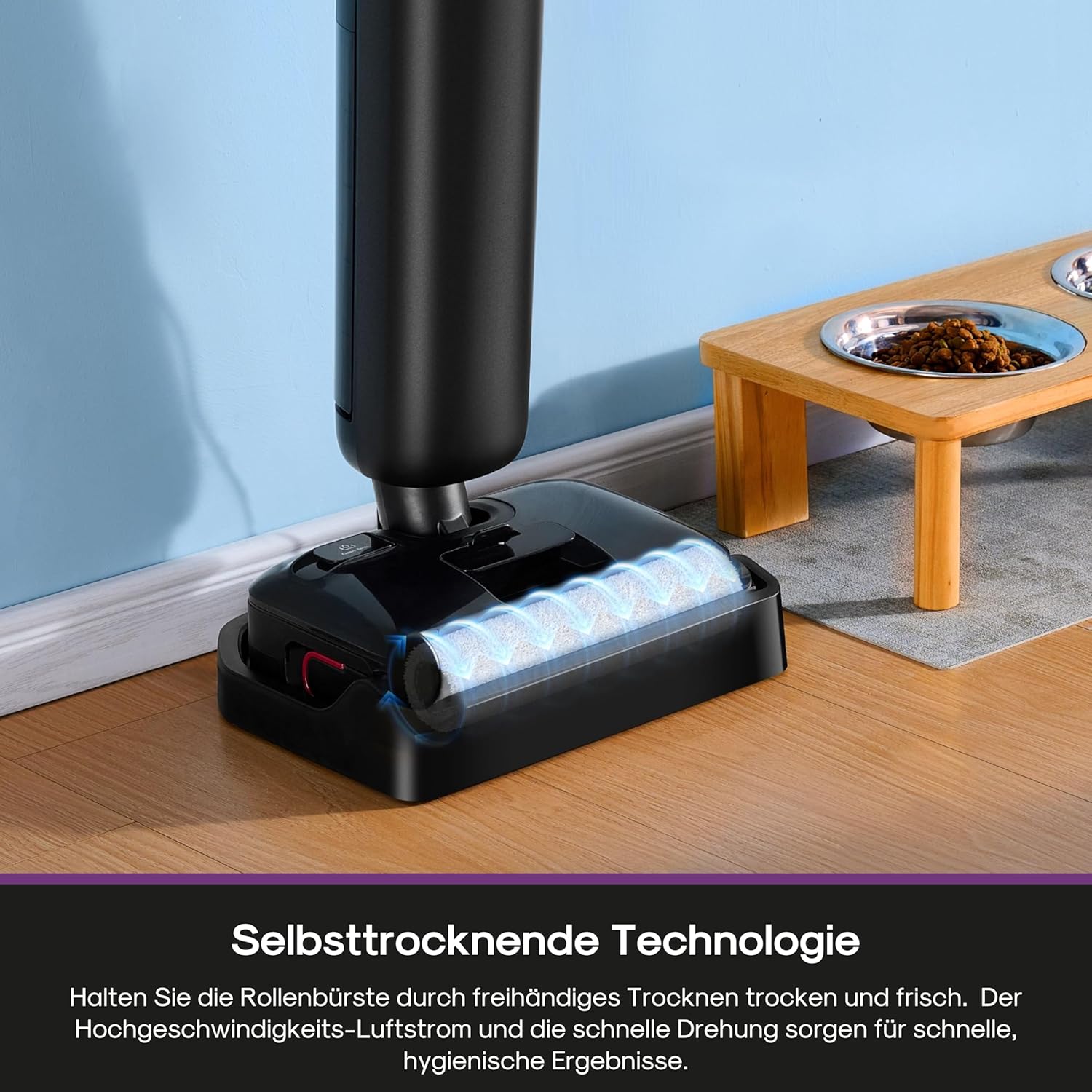 Eureka FloorShine 460 Nass Trockensauger Kabellos, 180° Flachdesign Wischsauger Saugwischer, 17000 Pa Akku Staubsauger mit Wischfunktion, 30min Laufzeit Reinigung unter tiefen Möbeln für HarteBoden