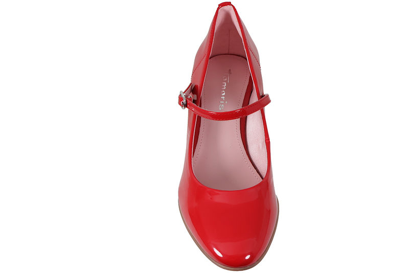 TAMARIS PUMPS I RØDT SYNTET MED LAK LOOK