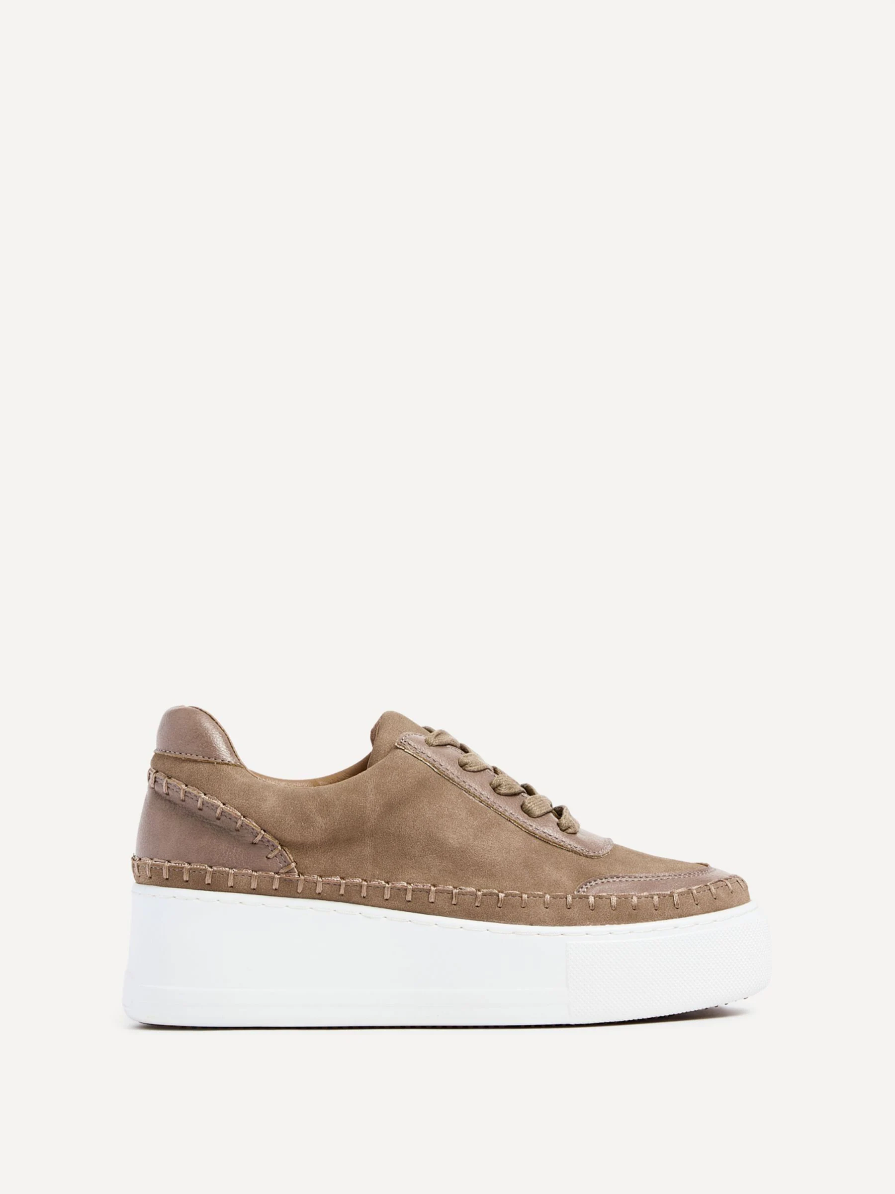 Bruin - Linzi - Harlem sneakers met plateauzool van imitatieleer