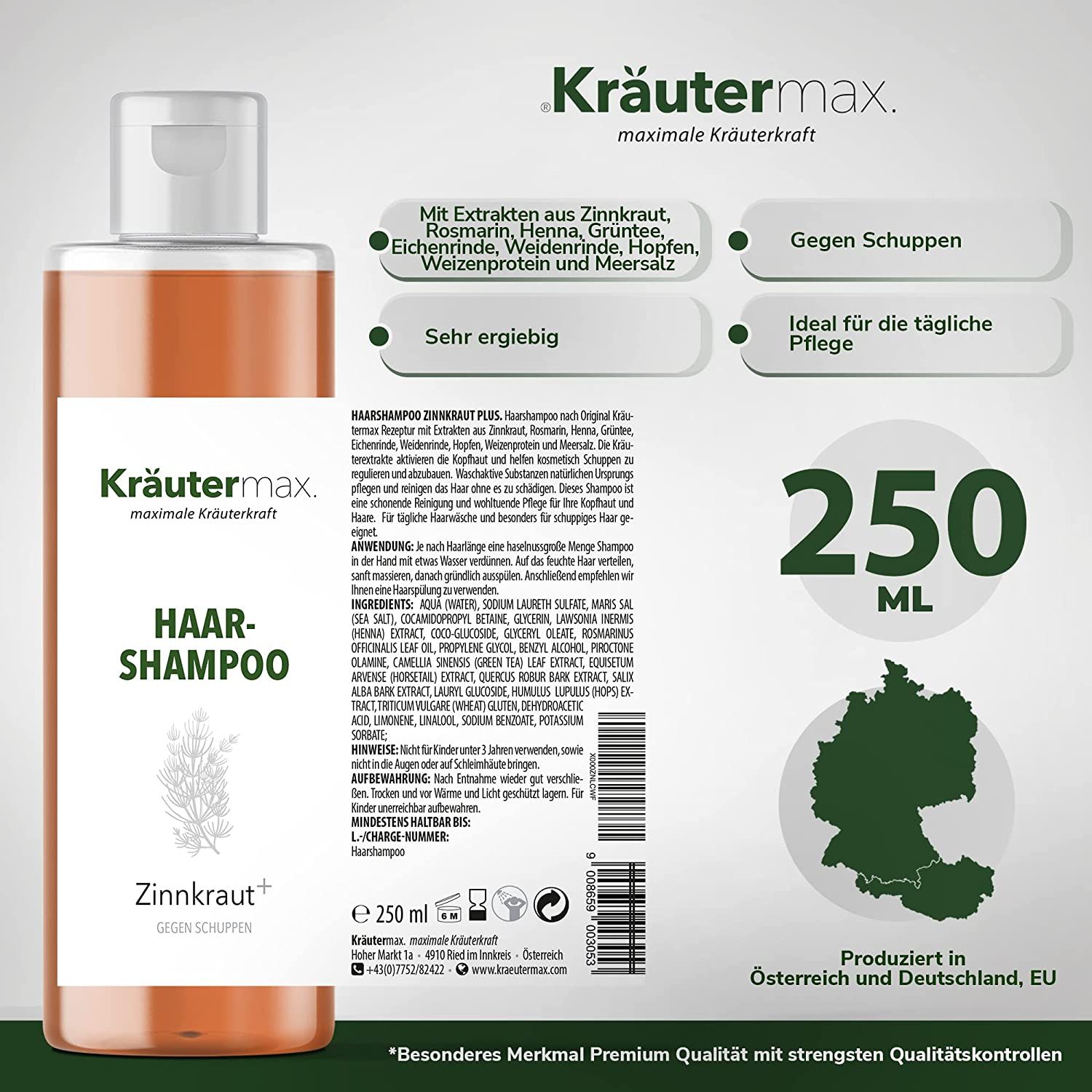 Kräutermax Haarshampoo Zinnkraut plus.
