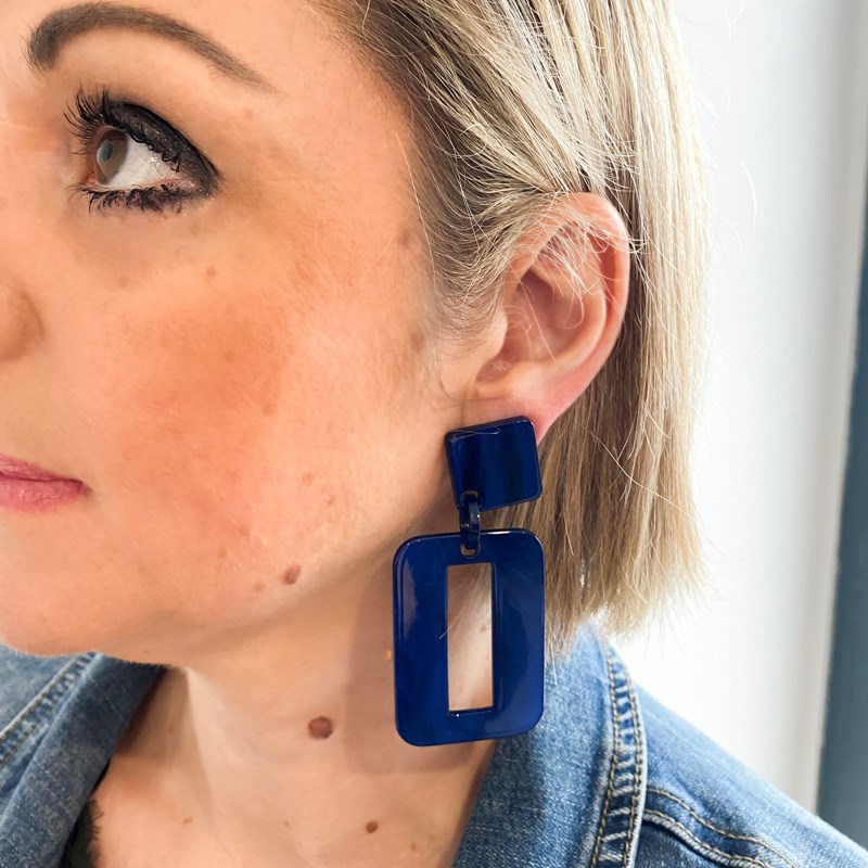 Boucles d'oreilles pendantes bleu nuit