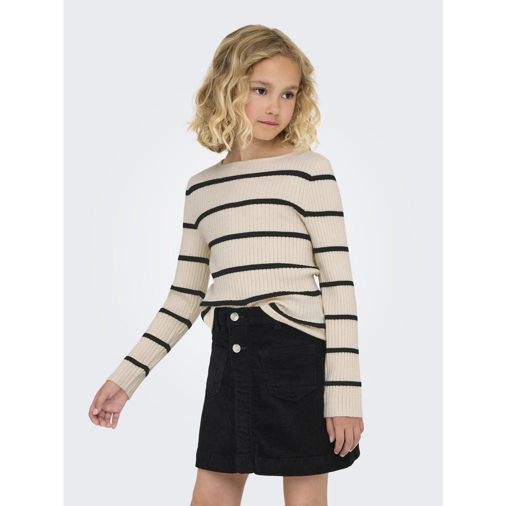 Køb kids ONLY Whitecap Gray Black Kogibi Ls Rib Boatneck Cp Knt