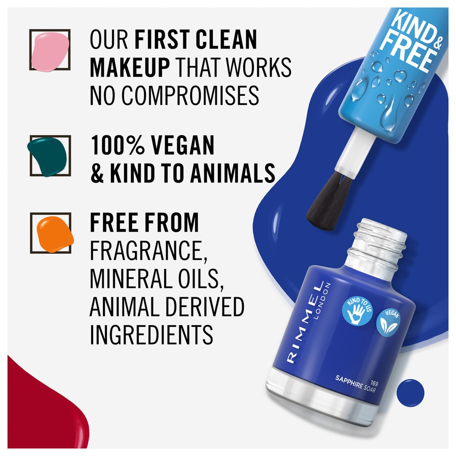 Rimmel London Kind & Free Clean Cosmetics Nail Polish 169 Saphirre Soar 8ml