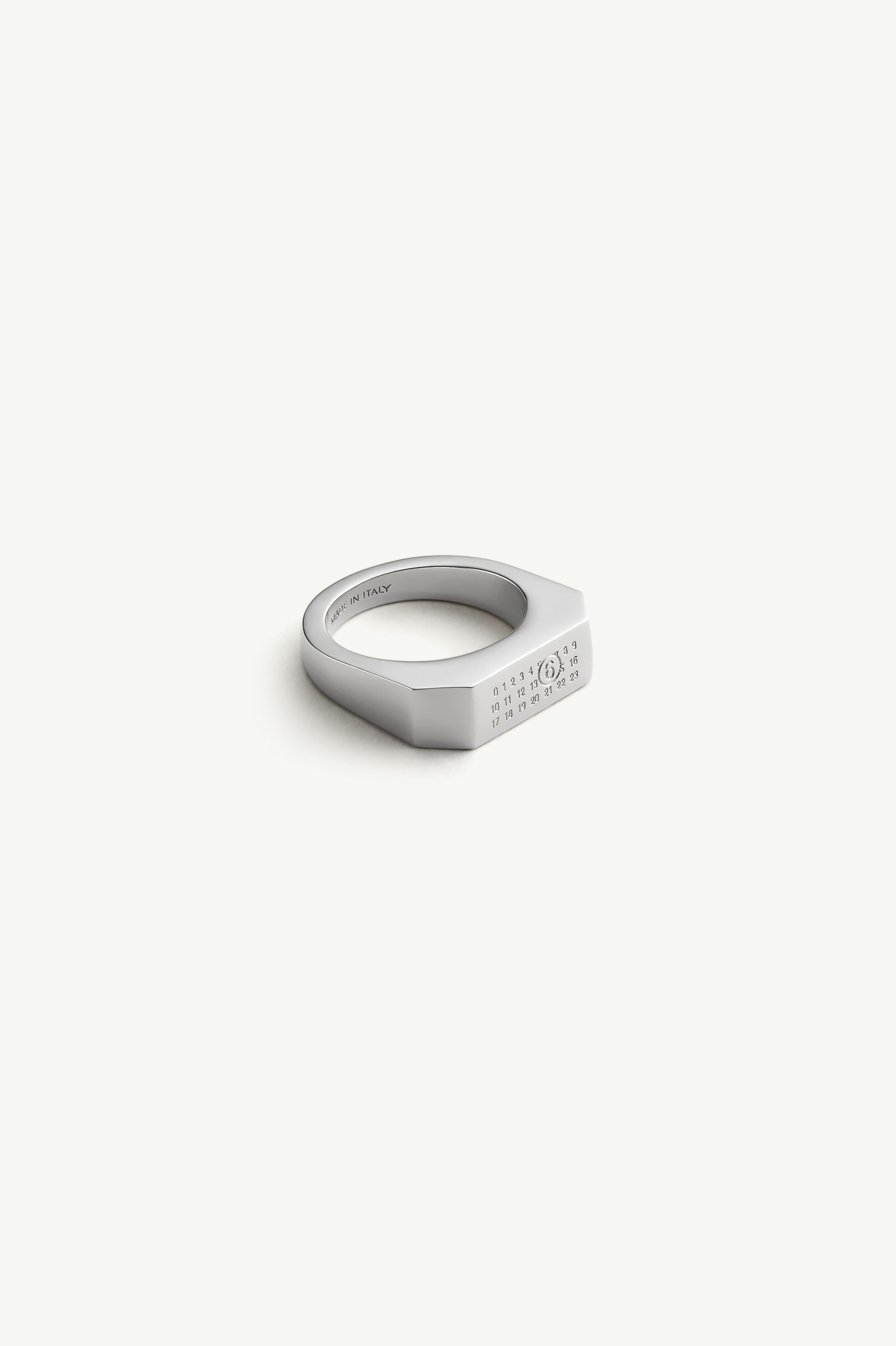 Bague rectangulaire avec logo minimal Polished palladio