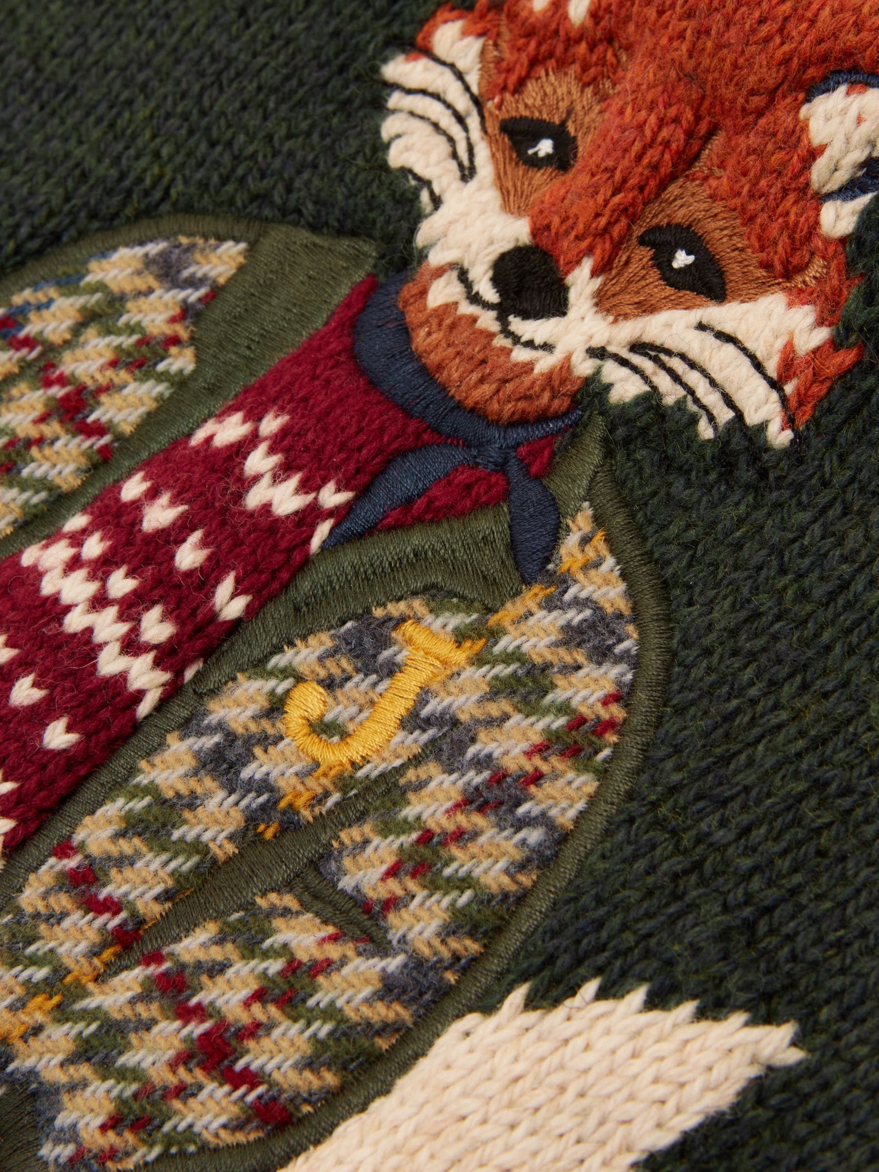Green Jonty Fox - Joules Intarsia Cotton-Rich Crew Neck Jumper