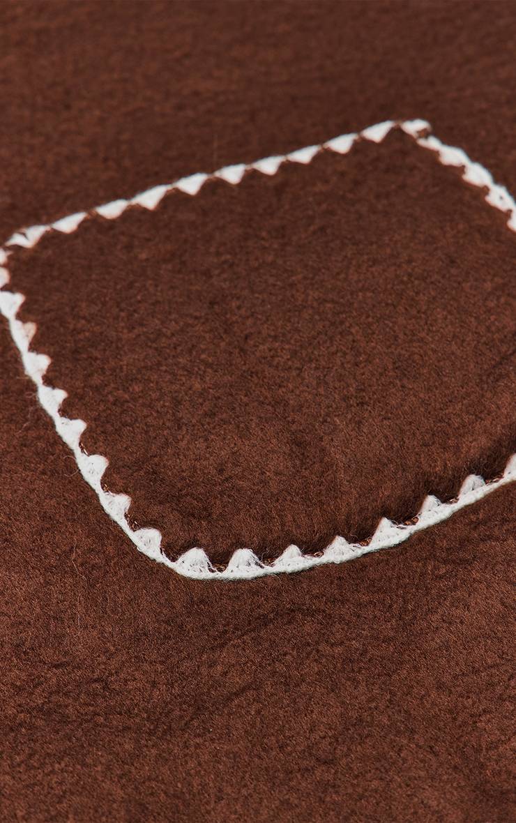 Chocolat Écharpe À Poches Avec Surjet Contrasté