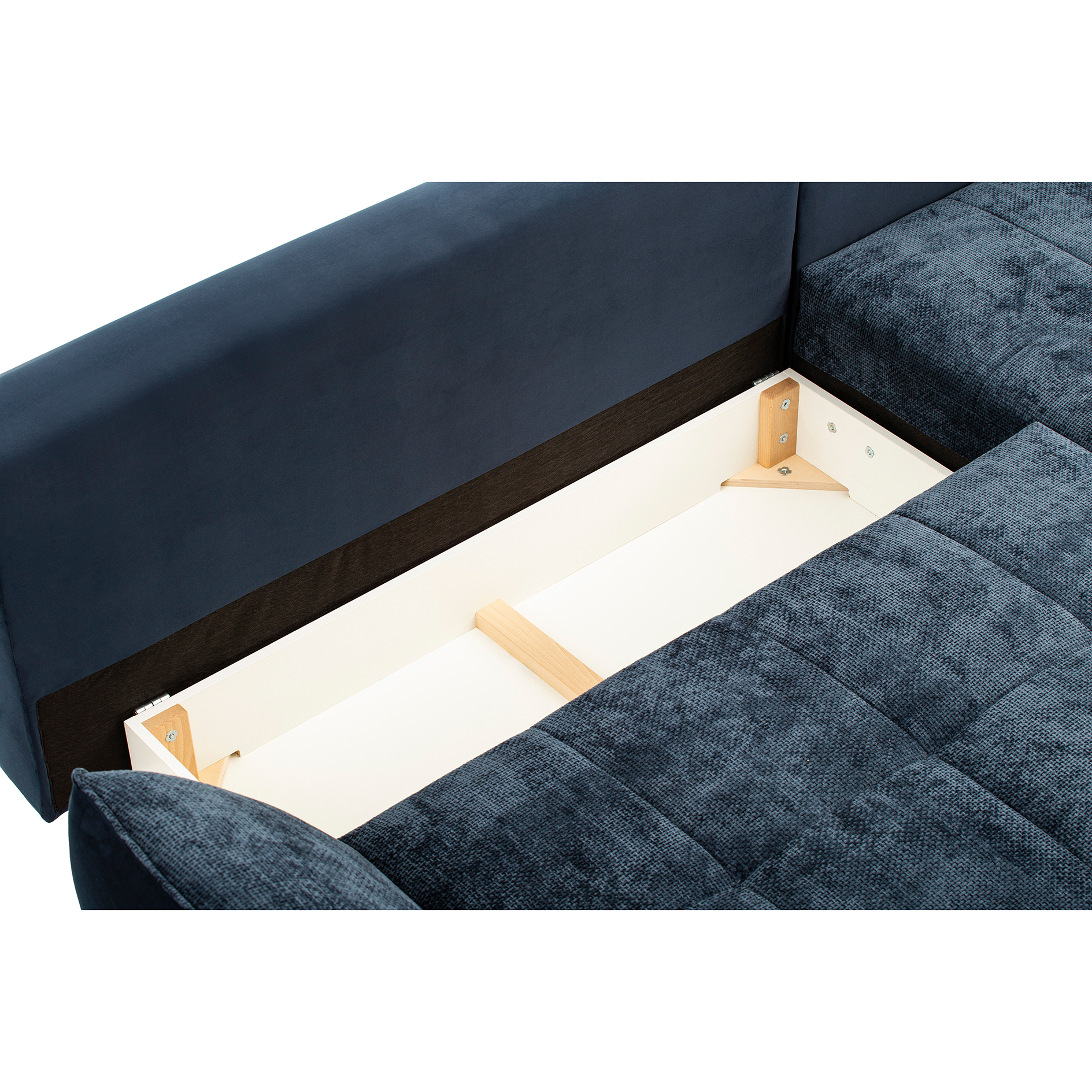 Ecksofa - dunkelblau - Liegefunktion - Longchair rechts