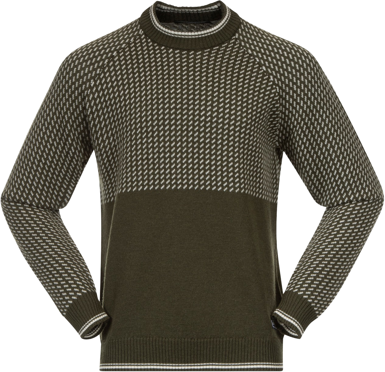 Alvdal Wool Jumper Herre Dark Olive Green/Vanilla White