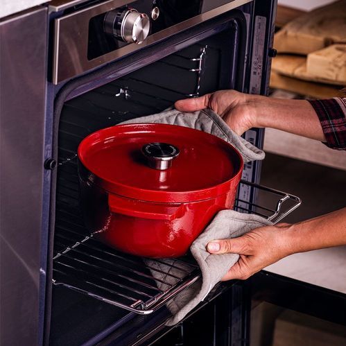 KitchenAid braadpan 26cm - geëmailleerd gietijzer - keizer rood - rond