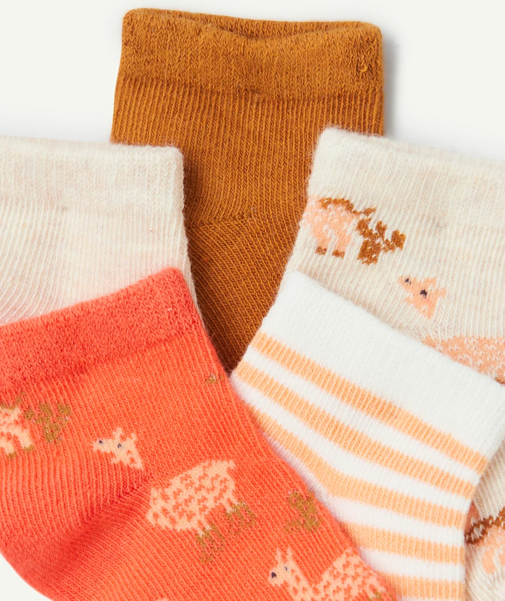 lot de 5 paires de socquettes bébé garçon marron écru et orange