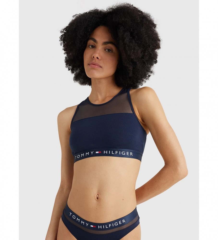 Sutiã Tommy Hilfiger Bralette com Painel de Malha Azul Marinho