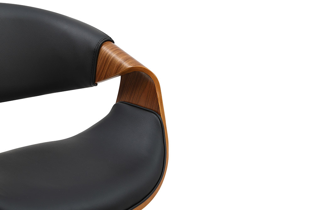 Retro Stuhl ORGANIC schwarz Walnuss Kunstleder mit Armlehnen