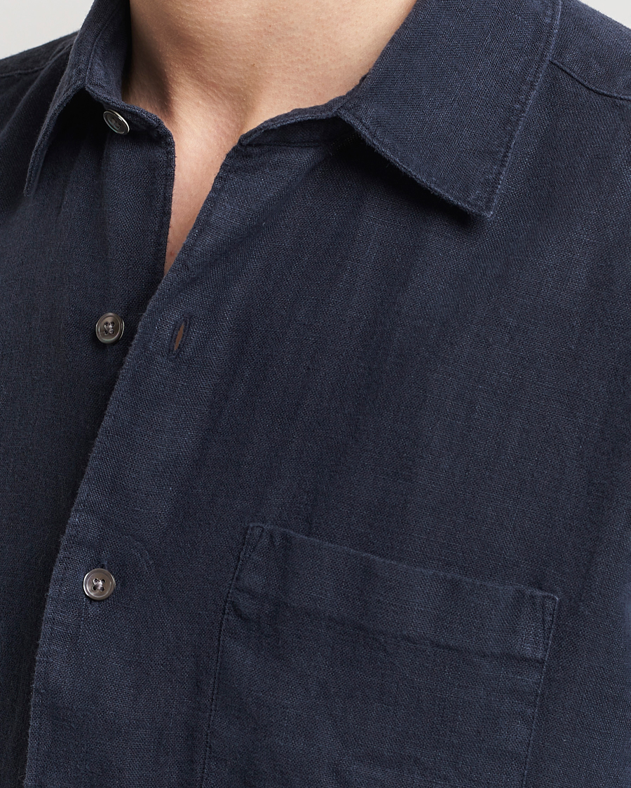 A Day's March Abu Linen Shirt Dark Navy