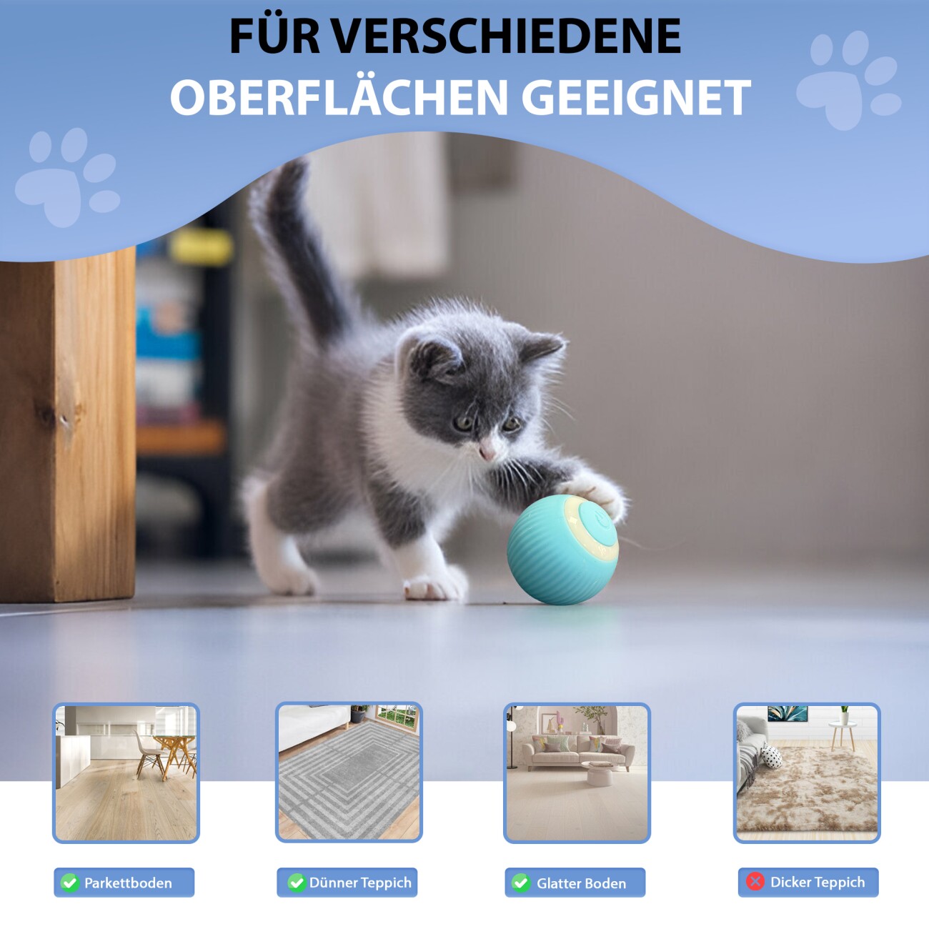Petsation Interaktives Katzenspielzeug Ball elektrisch