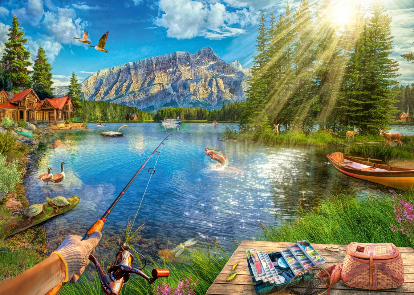 Ravensburger - Puslespil Life At The Lake 1000 brikker