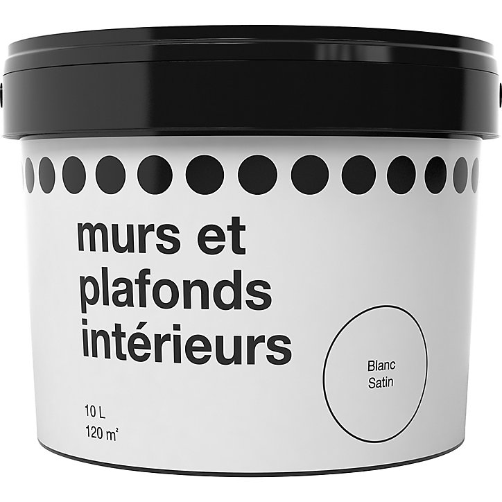 Peinture murs et plafonds blanc satin 10L
