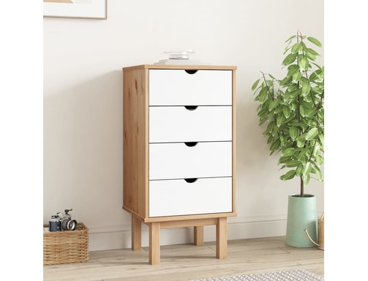 VIDAXL - Armoire à tiroirs marron et blanc 46x39,5x90 cm bois pin mas...