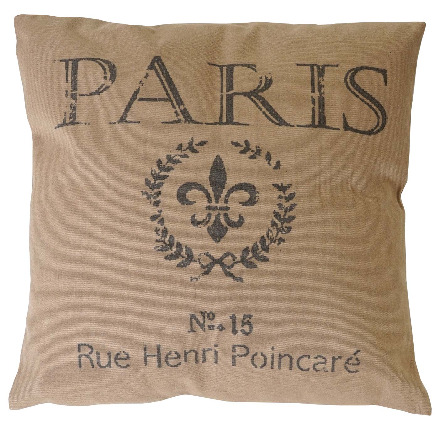 Zierkissen Paris, Sofakissen Deko-Kissen mit Füllung, braun 45x45cm